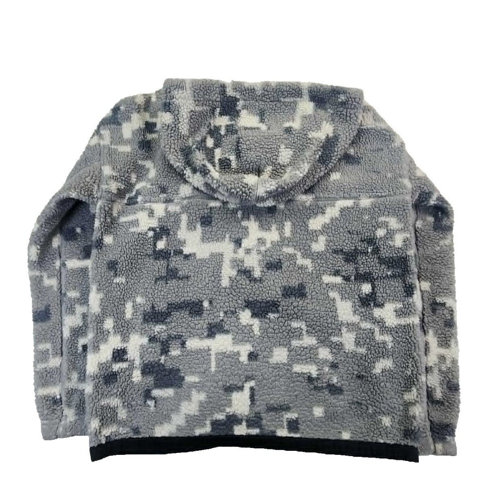 Abercrombie Kids Sherpa Fleece Hoodie Grey Digi Camo Unisex 15/16 XL Full‎ Zip - Picture 2 of 6